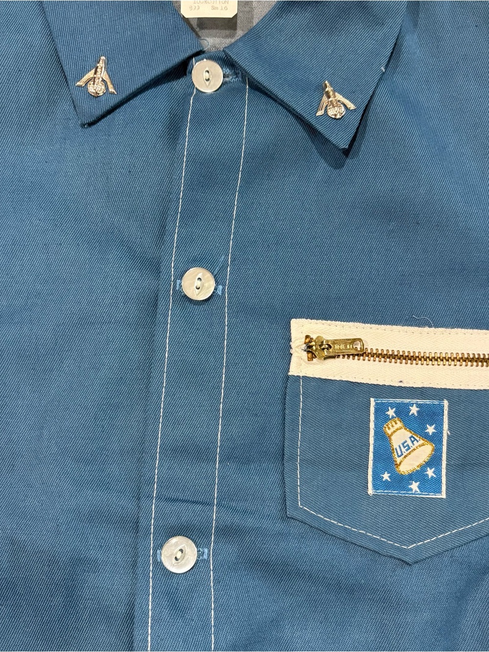 Vtg Boys Astronaut Button Down Shirt Jacket NASA patches USA 80s 90s Blue Sz 16 - Picture 2 of 7